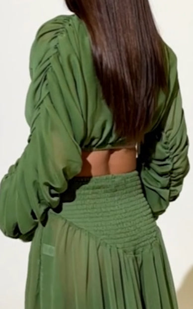Stack me up Sheer Crop Top Green