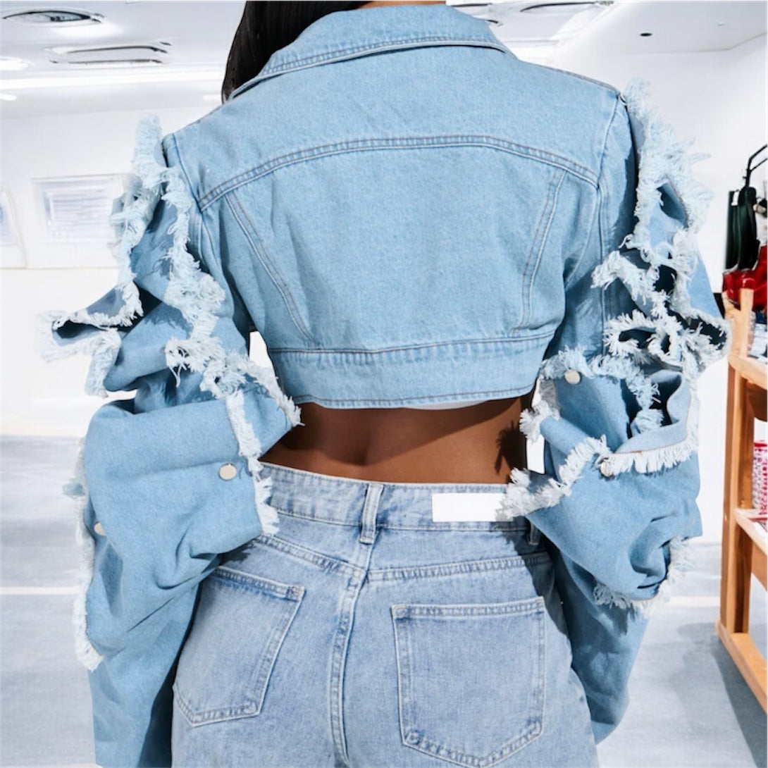 Snapping Sleeves Crop Jacket