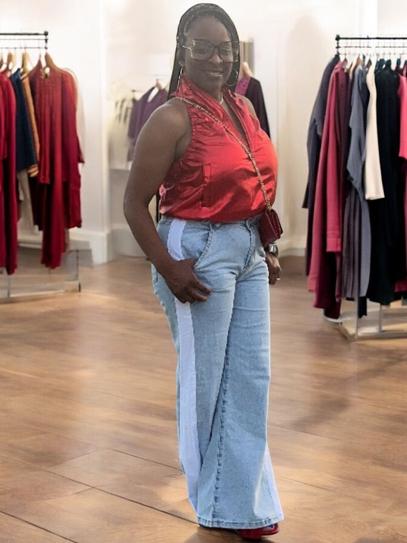 White Sides blue Jeans