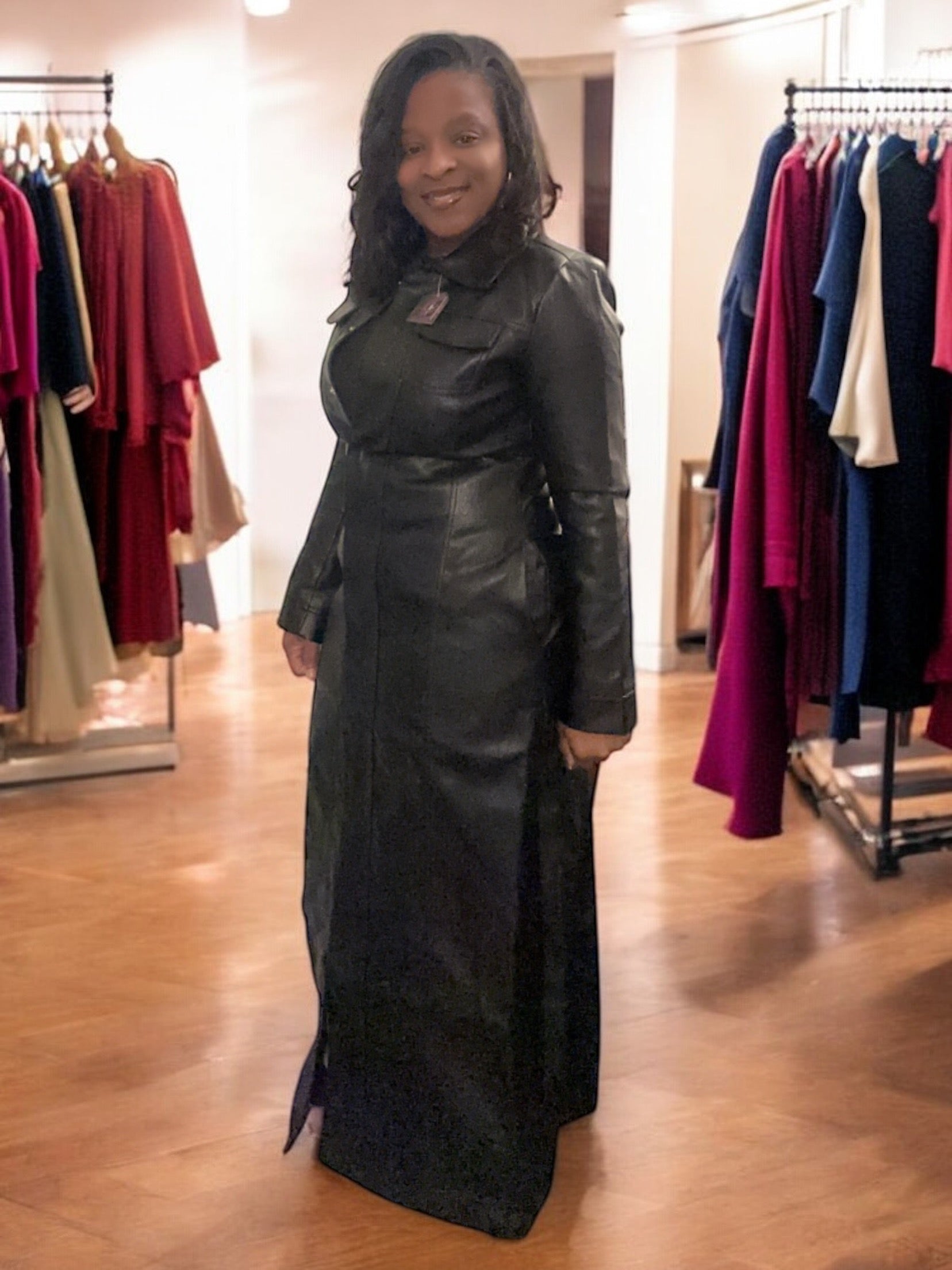 Act Right Maxi Faux leather Coat