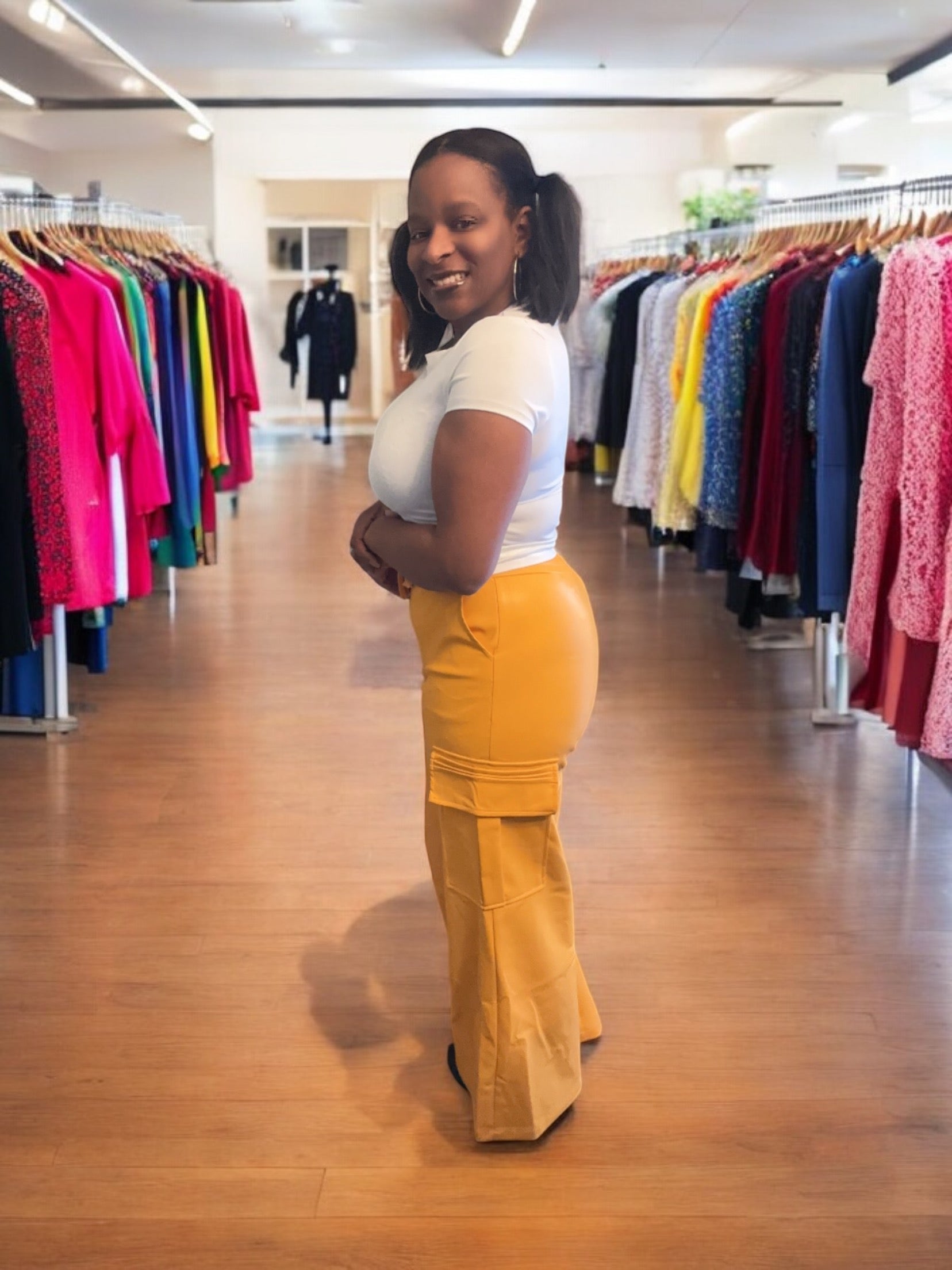 Sunshine Faux Leather Cargo Pants