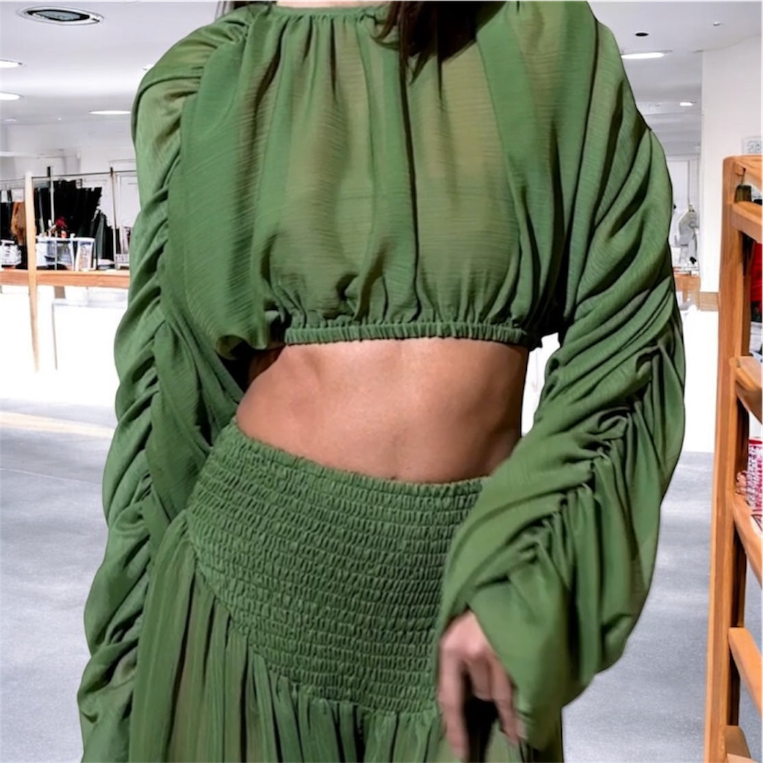 Stack me up Sheer Crop Top Green