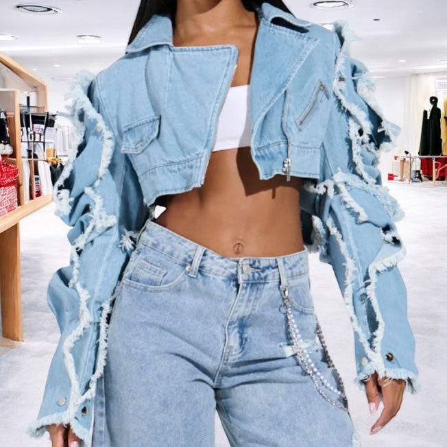 Snapping Sleeves Crop Jacket