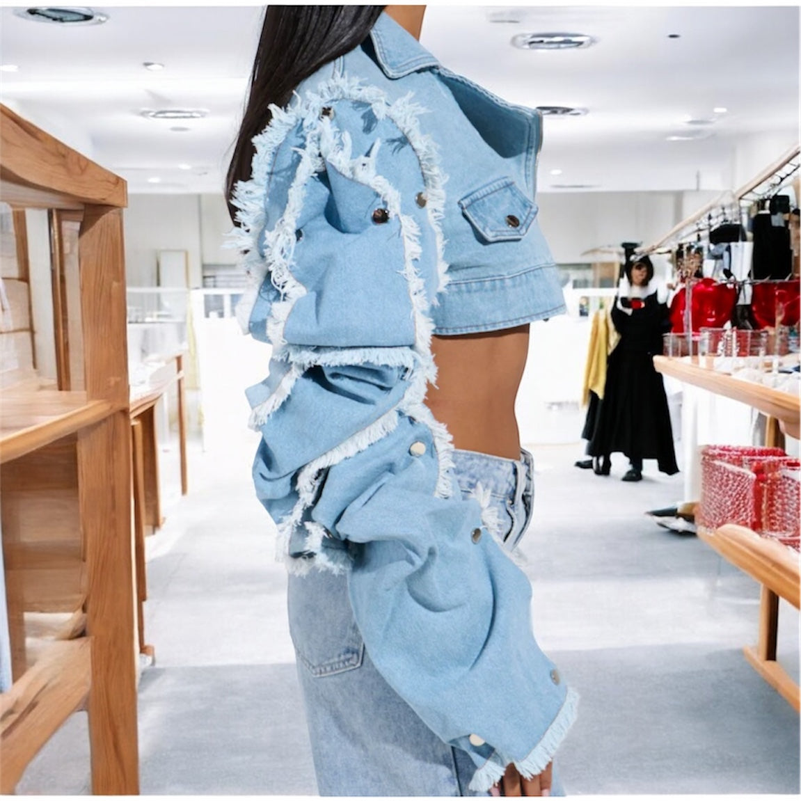 Snapping Sleeves Crop Jacket