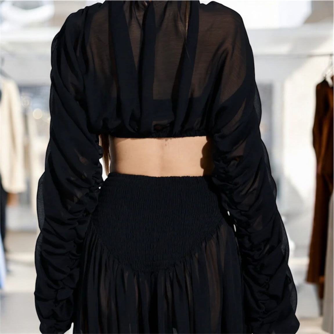 Stack me up Sheer Crop Top Black