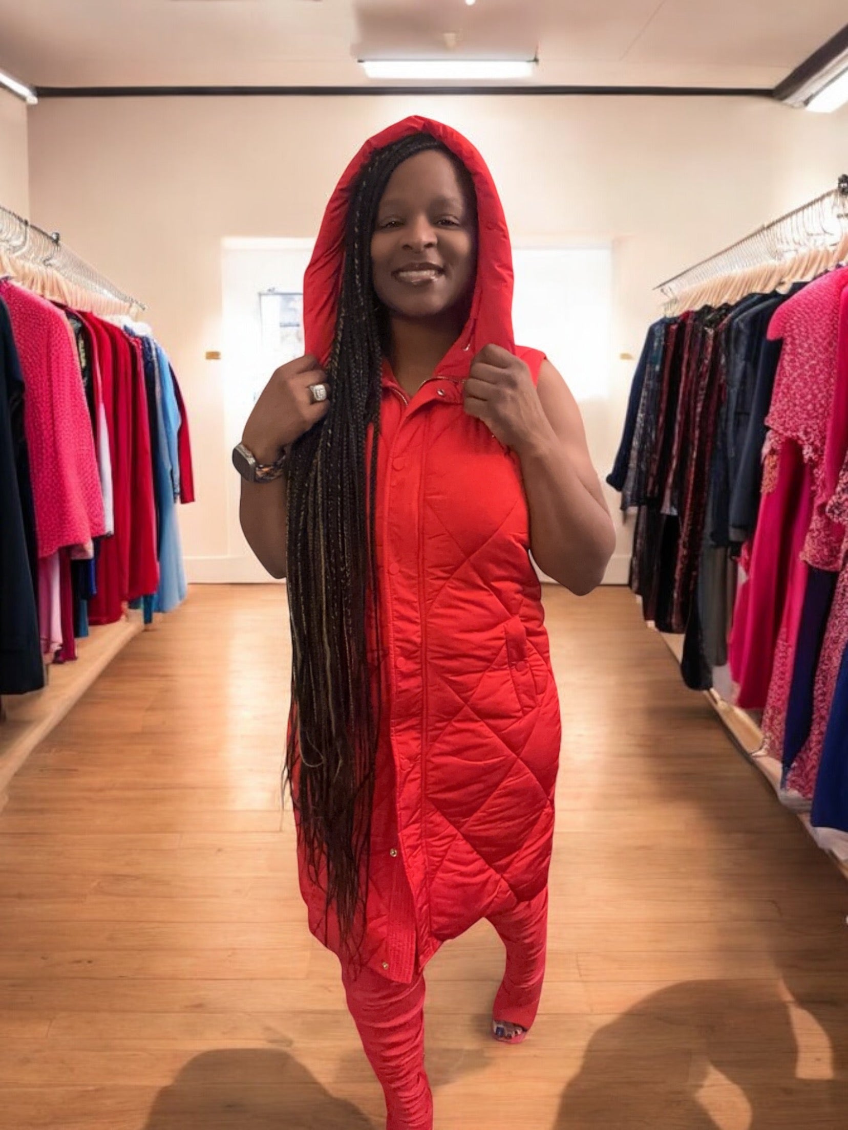 The Red Puffer Maxi Vest