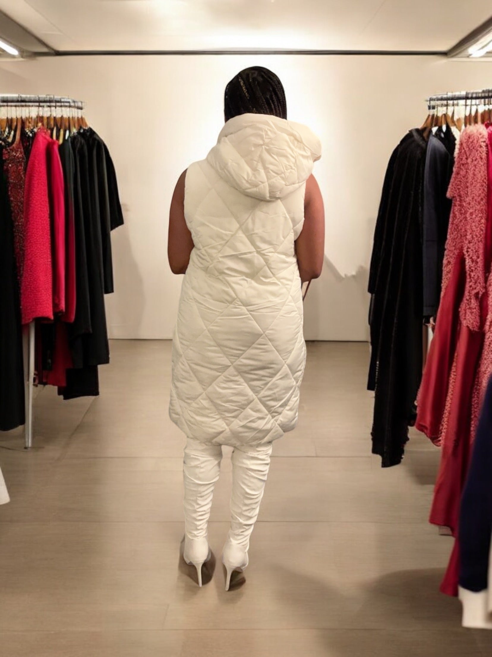 The Off White Puffer Maxi Vest