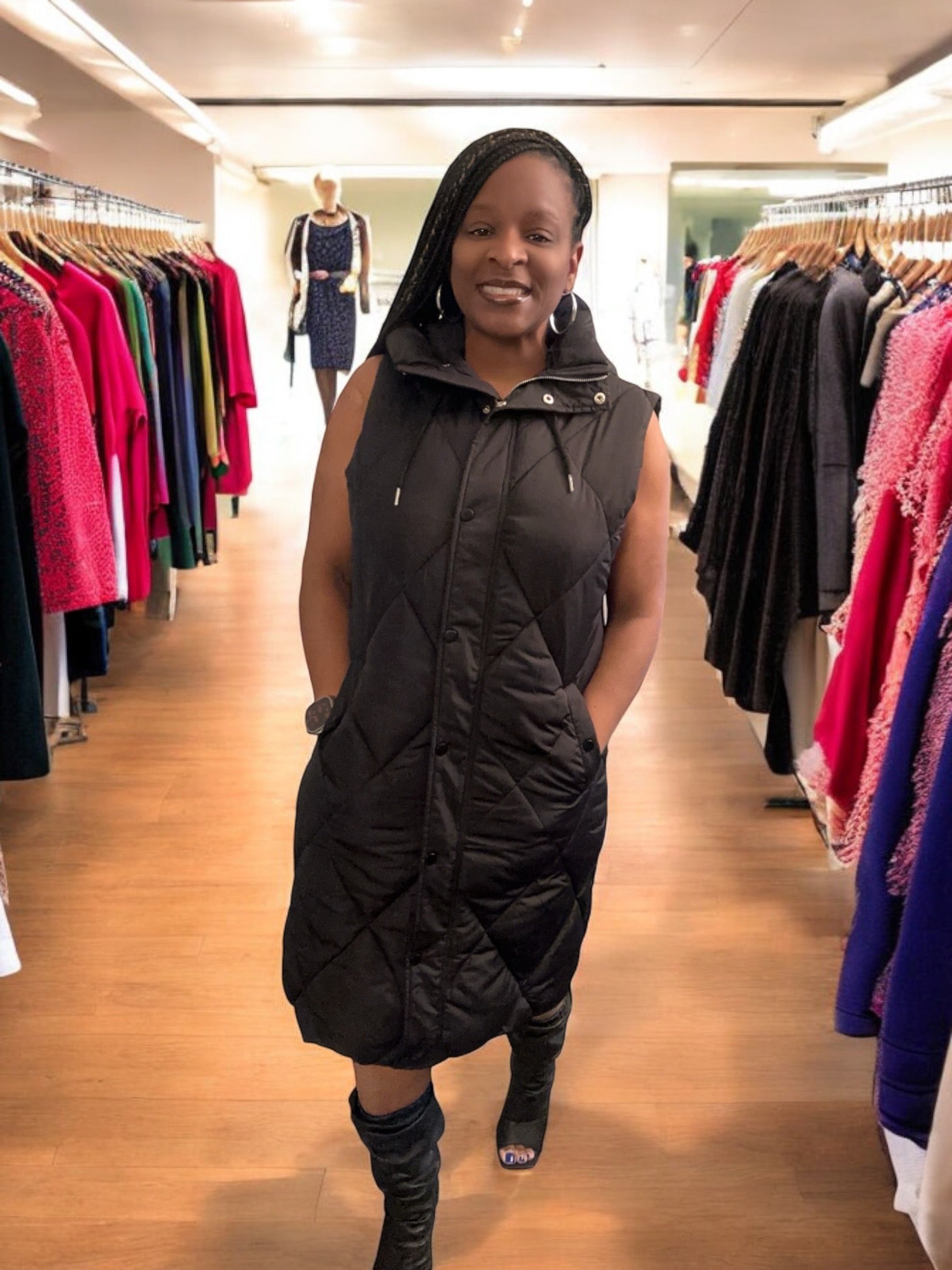 Black Puffer Maxi Vest