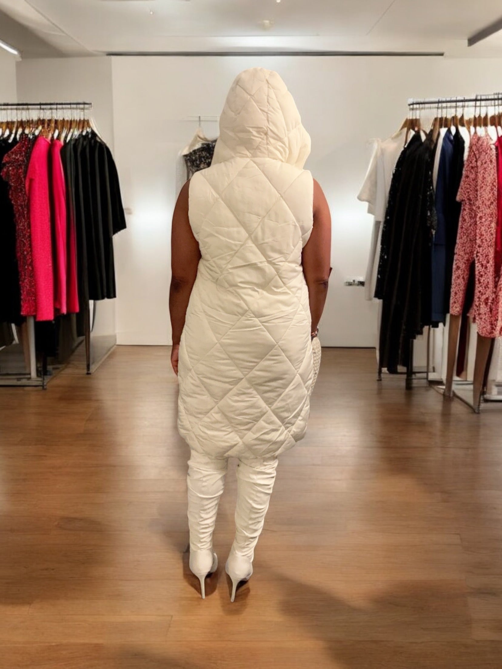 The Off White Puffer Maxi Vest