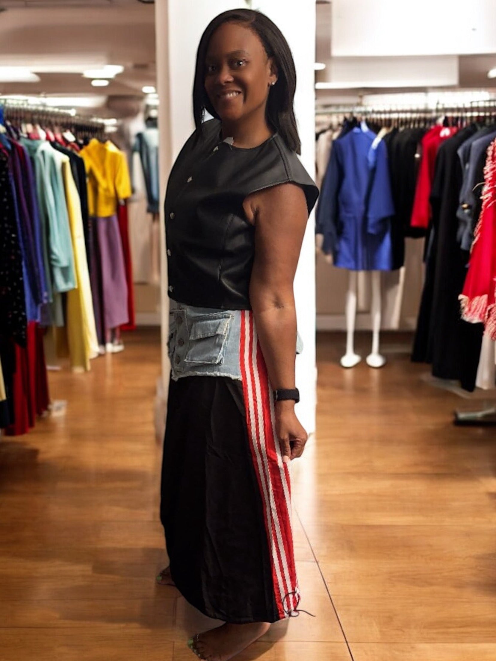 Red Side and Blue side Track Maxi Skirt