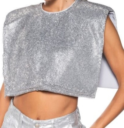 Over your Shoulders Sequin Top