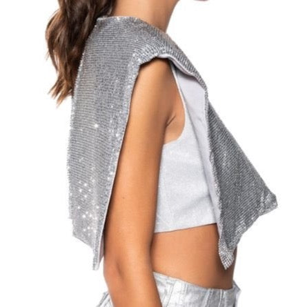 Over your Shoulders Sequin Top