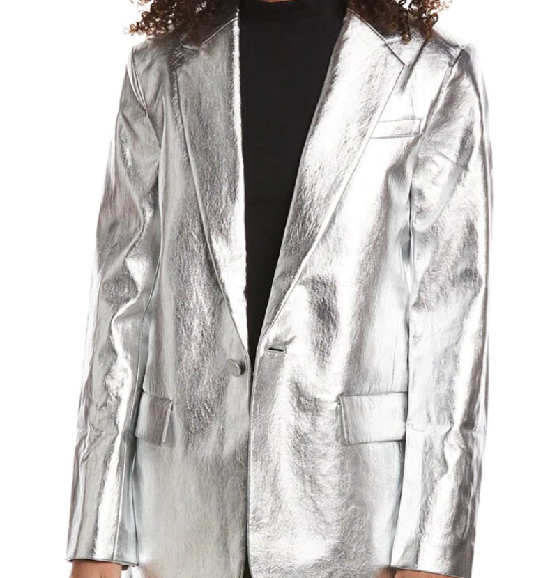 Silver Fox Faux Leather Blazer