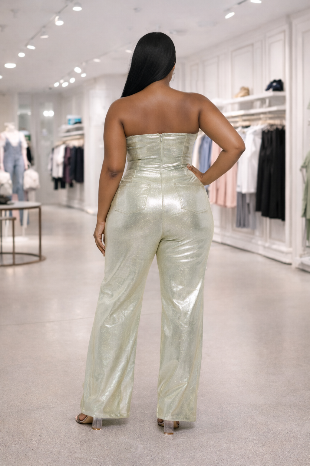 Shine shine Jean Halter Jumpsuit