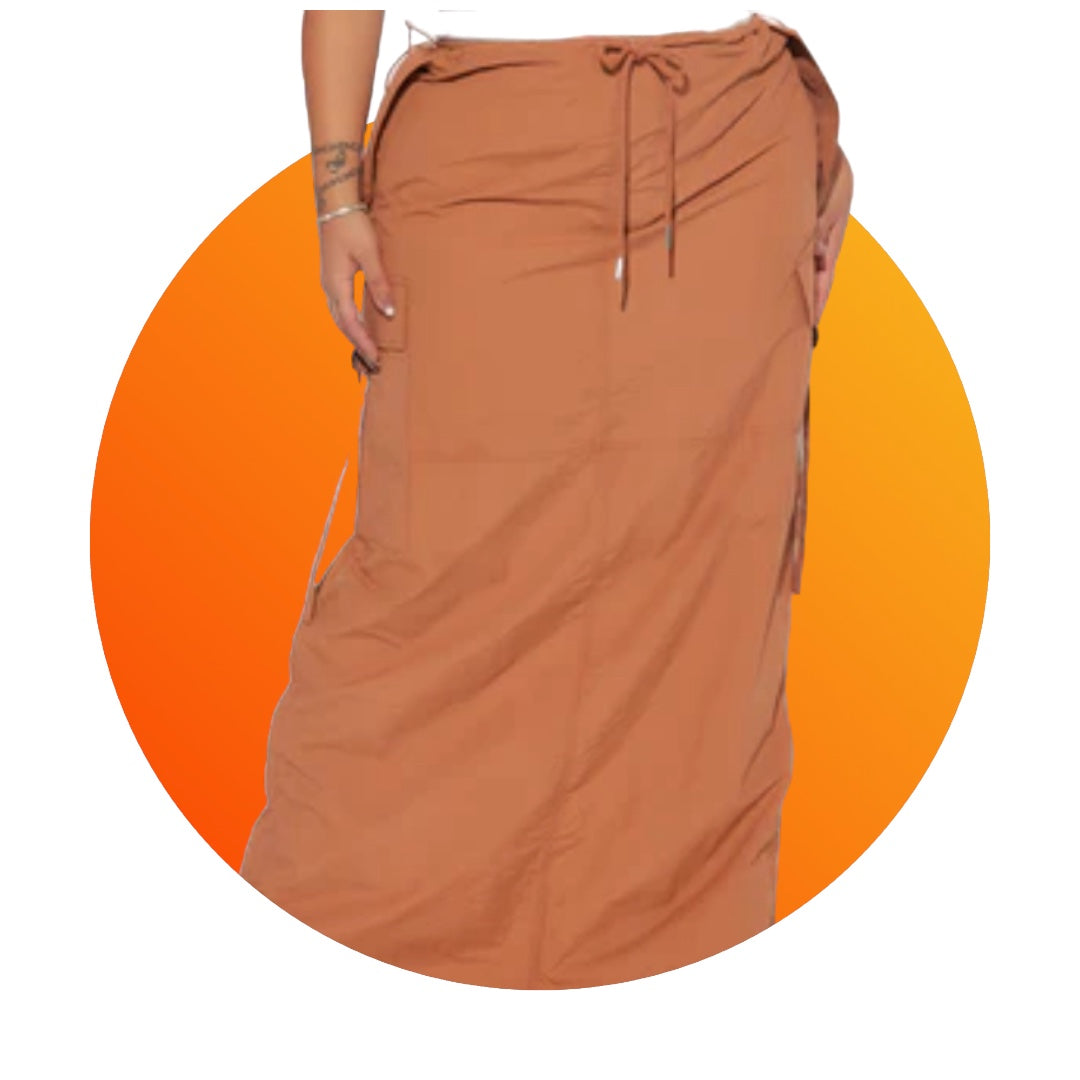 The Choice is Your Camel Maxi Cargo Skirt